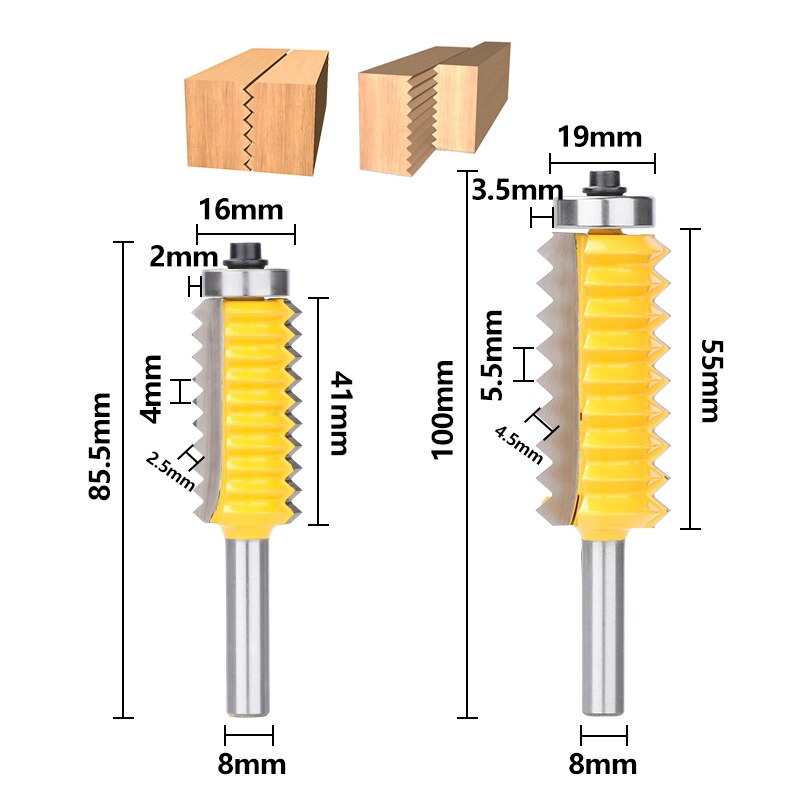 XCAN Joint Router Bit 8mm Shank Raised Panel V Joint Bits Finger Joint Glue Milling Cutter Tenon Cutter Wood Router Bit