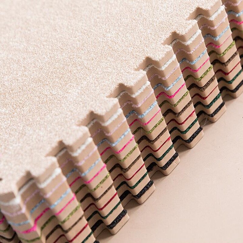 Tapete de camurça para crianças, tapete infantil de camurça com espuma eva interlock alfombra infantil de 30x30cm