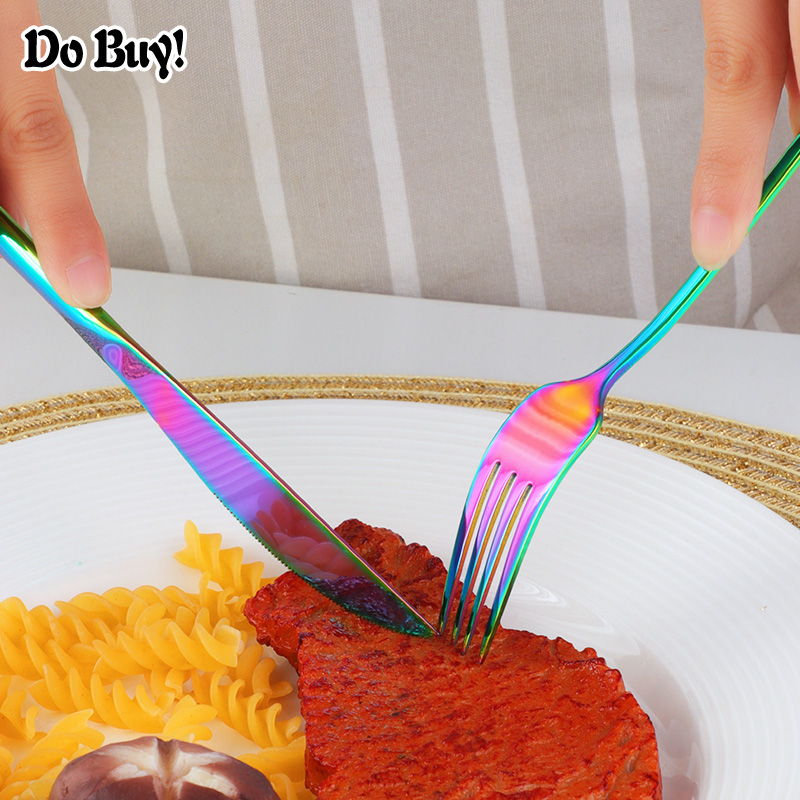 4 Stuks Rvs Koreaanse Bestek Set Bestek Set Goud Voedsel Servies Lepels Vork Messen Draagbare Hotel Home Party Servies