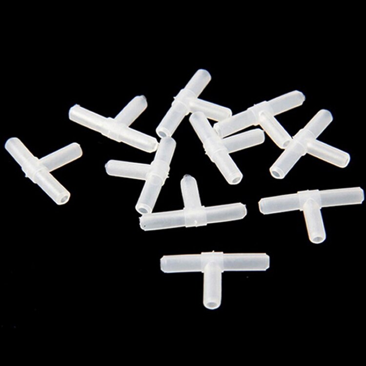 Plastic Aquarium Air Tee Joints T 3 Ways Joints T-junction Fish Tank Air Pump Line Tubing Pipeline Connectors Dia.3/16 " 10PCS
