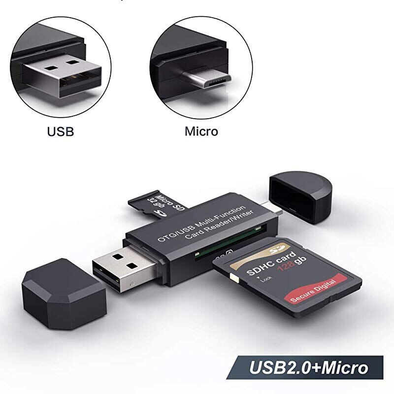 Lector de tarjetas SD USB 3,0, lector de tarjetas USB C 3,0/2,0 TF/Mirco SD, adaptador de tarjeta de memoria inteligente tipo C OTG Flash Drive: USB2.0.Mirco USB