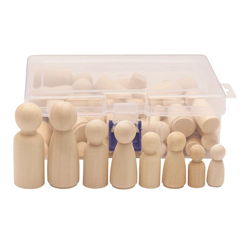 Muñeco de madera con pinza para niños, conjunto de personas sin terminar, cuerpos de muñecos de madera para manualidades DIY LBV