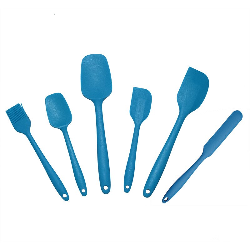 6PCS Kitchen Tools Silicone Kitchen Set Silicone Scraper Oil Brush Set Baking Utensils Color Box Kitchen Gadgets Cooking Tools: Blue