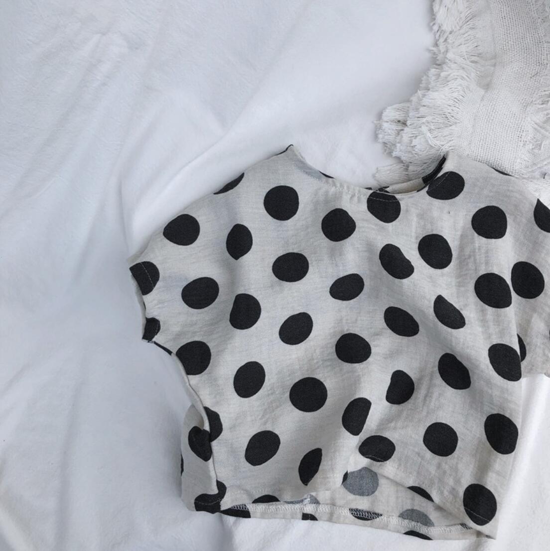 T-shirt per bambini casual in lino di cotone a maniche corte estiva a maniche corte per ragazze 2021 di nuovo arrivo