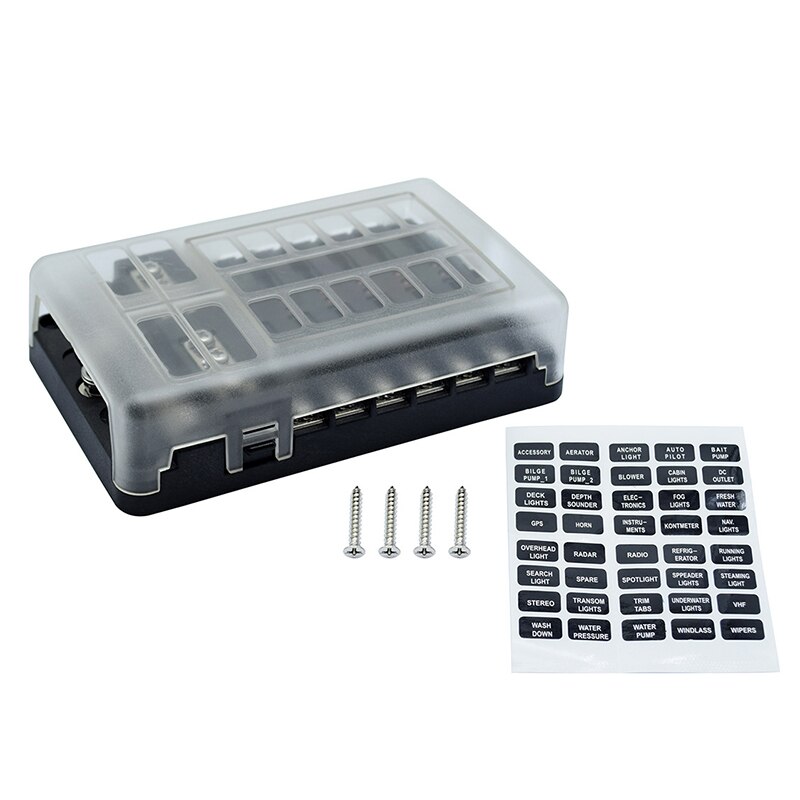 12V 32V Plastic Cover Zekeringkast Houder M5 12 Stud met LED Lampje 6/12 Manieren Blades voor auto S55