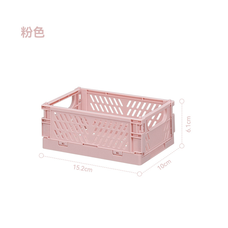 Plastic Foldable Storage Crate Folding Box Basket Stackable Cute Makeup Jewellery Toys Boxes for Storage Box Organizer Portable: PURPLE