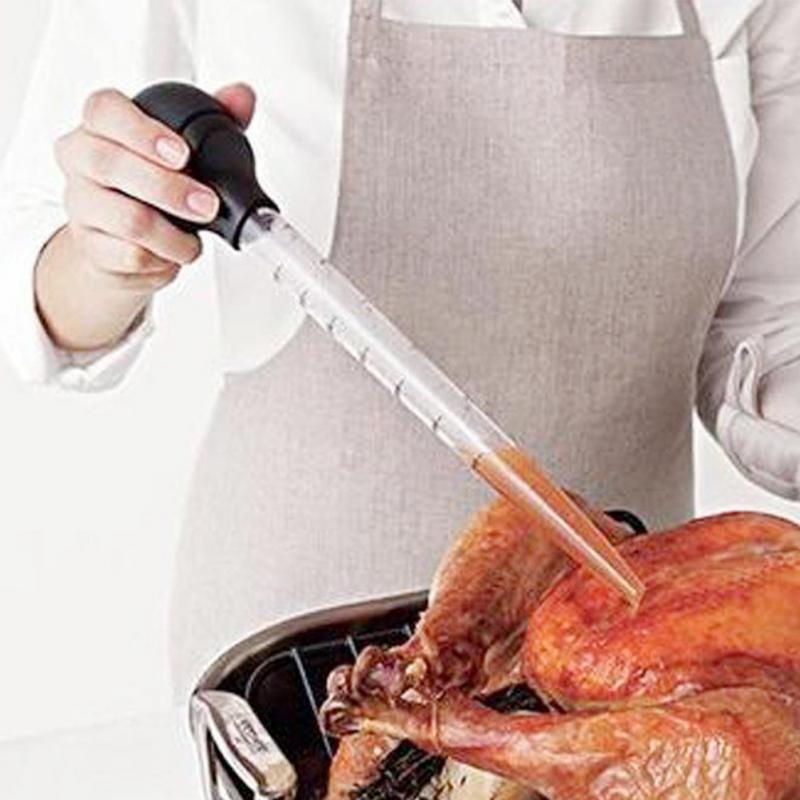 30ml 28cm køkken madlavningsudstyr kalkun olie dropper kylling grill mad baster klart rør rør  #3