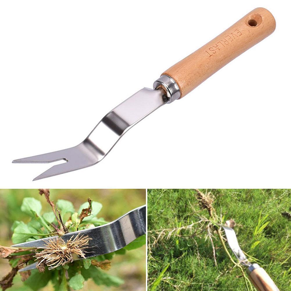 Multifunction Weeder Transplant Wood Handle Steel Garden Weeder Hand Weeding Removal Cutter Dandelion Puller Tools