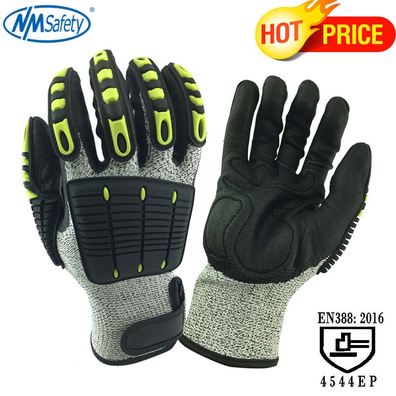 100%  trillingsdempende snijbestendige handschoenen, oliebestendige mechanische veiligheidshandschoenen met tpr op de rug van de handschoen: Dy1350ac- gram / Xxl