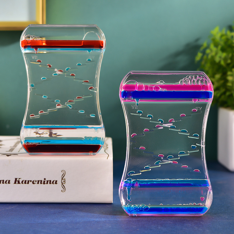 Tobogán de aceite con goteo para niños, reloj de arena con burbujas de movimiento, juguetes para aliviar el estrés, decoración del hogar, Accesorios de escritorio,