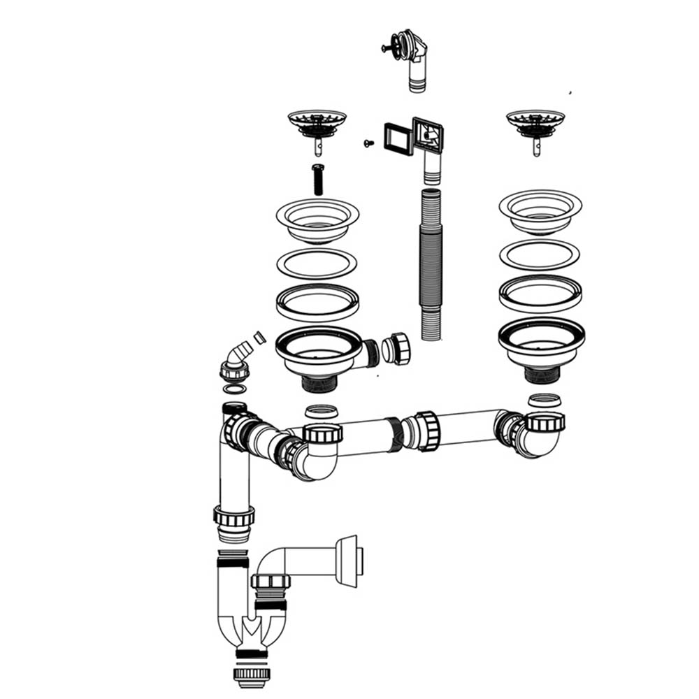 Talea Dubbele Gootsteen Afvoer Afval Kit Rear-Positie Met Overloop Wasbak Afvoer Zeef Kit Drainage Systeem Z7008C024