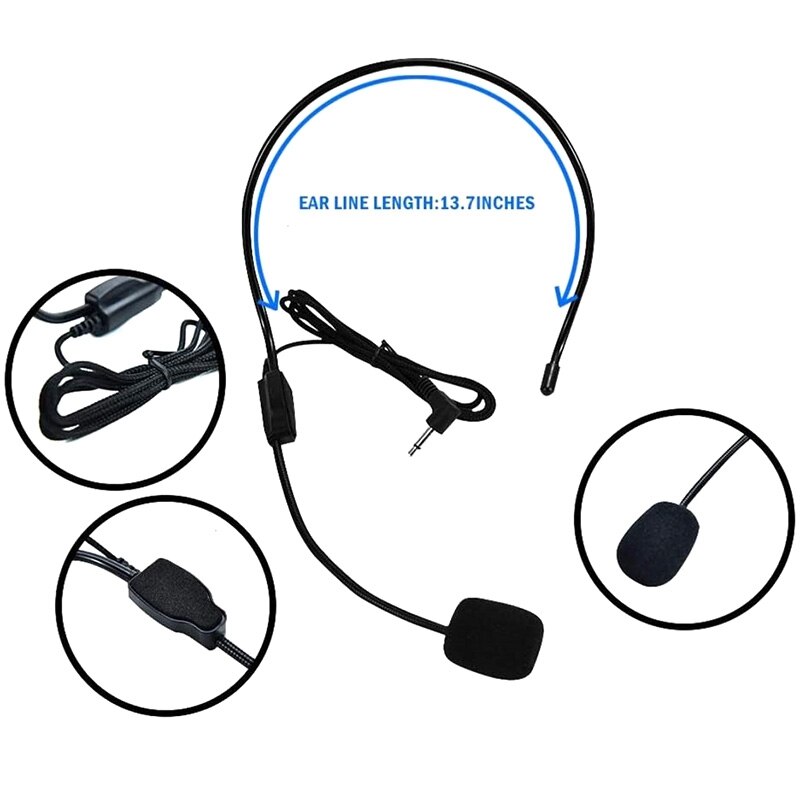 3 st hörlurar mikrofon headset högtalare mikrofon kompatibel o teknik röstförstärkare lärare högtalare