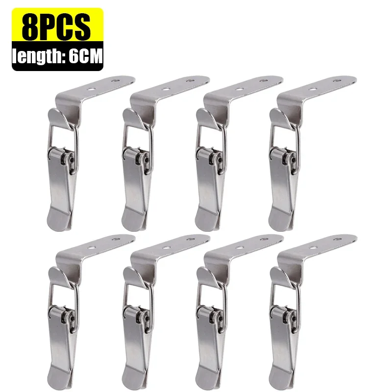 16/2PCS 90 Degree Box Closure Lock Duck-mouth Buckle Hook Spring Loaded Draw Toggle Hasps Clamp for Cabinet Door Metal Clasps: grey