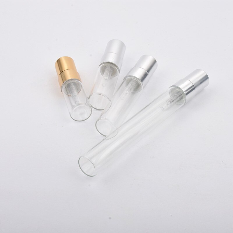 100pcs 2ml 3ml 5ml 10ml Glass Atomizer Bottle Refillable Colorfull Aluminum cap Spray Perfume Bottle Travel Bottles Container