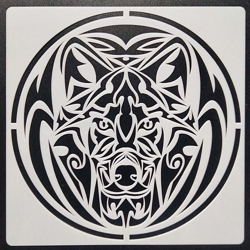 Pochoirs de dessin animé vieux loup, 20x20 Cm, pour meubles, murs, peinture, décoration, superposition plastique, bricolage, coloration, gaufrage, scrapbooking: h13