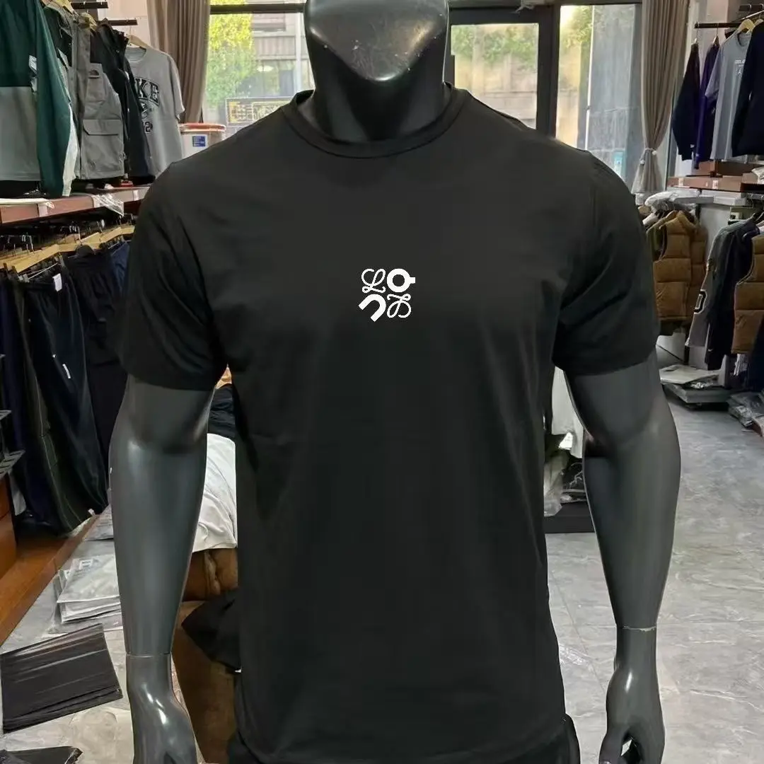 2025, Sommer-Explosion, reine Baumwolle, Rundhals-T-Shirt für Männer und Frauen mit dem gleichen Aufdruck, lockeres, kurzärmliges, lässiges Paar-oben