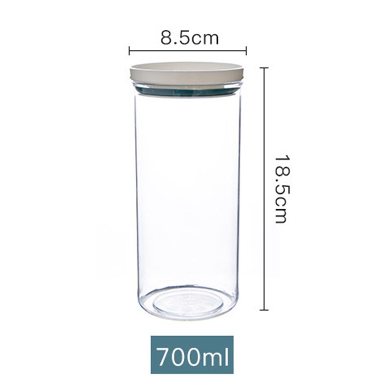 Glass Transparent 250ml-700ml Kitchen Storage Bottles Sealed Plastic Lid Jar Can be Stacked Grain Storage Tank Tea Coffee Beans: 700ml-Green