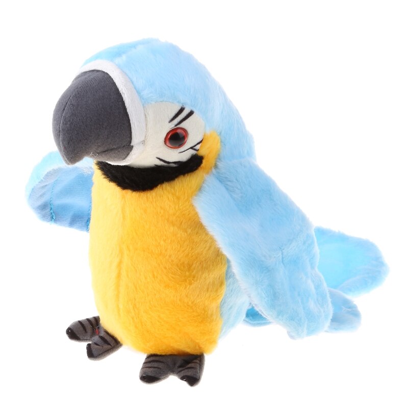 Electric Plush Parrot Speaking Talking Repeats Waving Education Simulation Bird: Blue