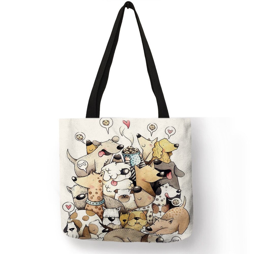 Frauen Reise Praktische Schulter Tasche Cartoon Schöne Katze Gedruckt Langlebig Leinen Tote Tasche für Marketing Mädchen Casual Schule Handtasche: 002