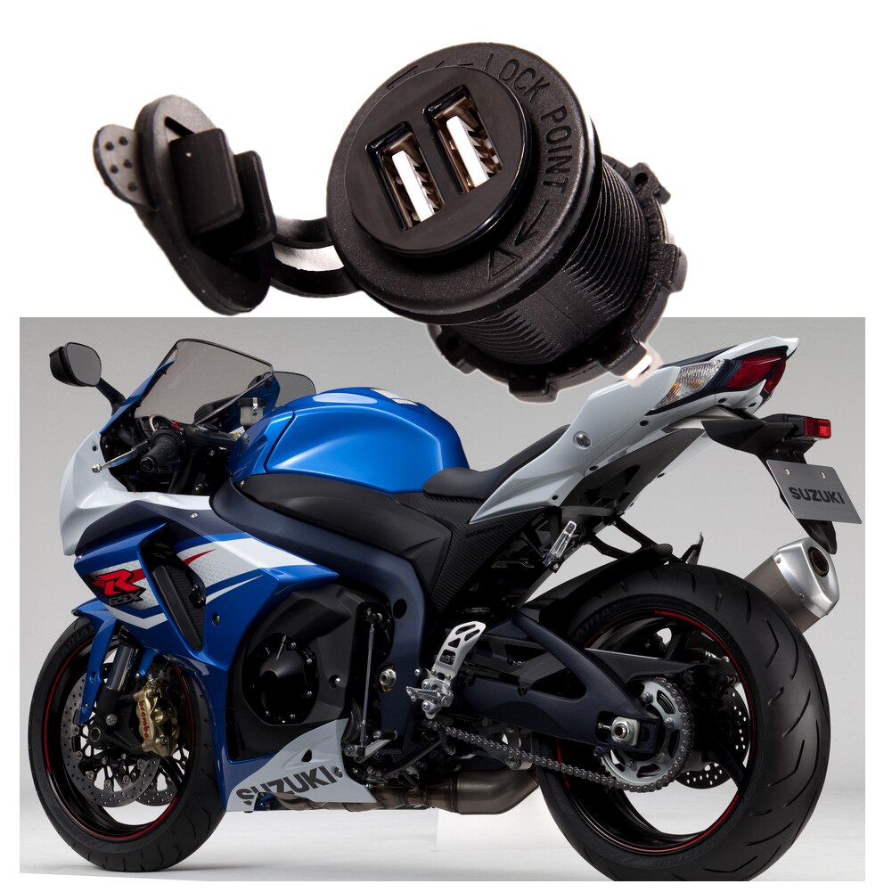 Universal Dual USB Charger Socket Outlet 2.1A Panel Mount Motorcycle Moto Accessories Charging Adapter Supply