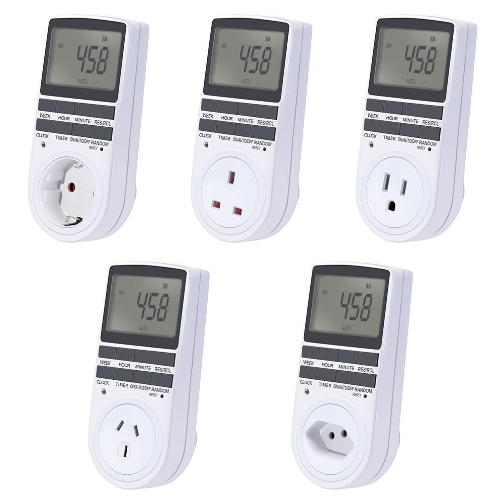 EU AU US UK BR Plug Socket Timer Switch Electronic Digital Plug-in Programmable Week 7 Day 12/24 Hour
