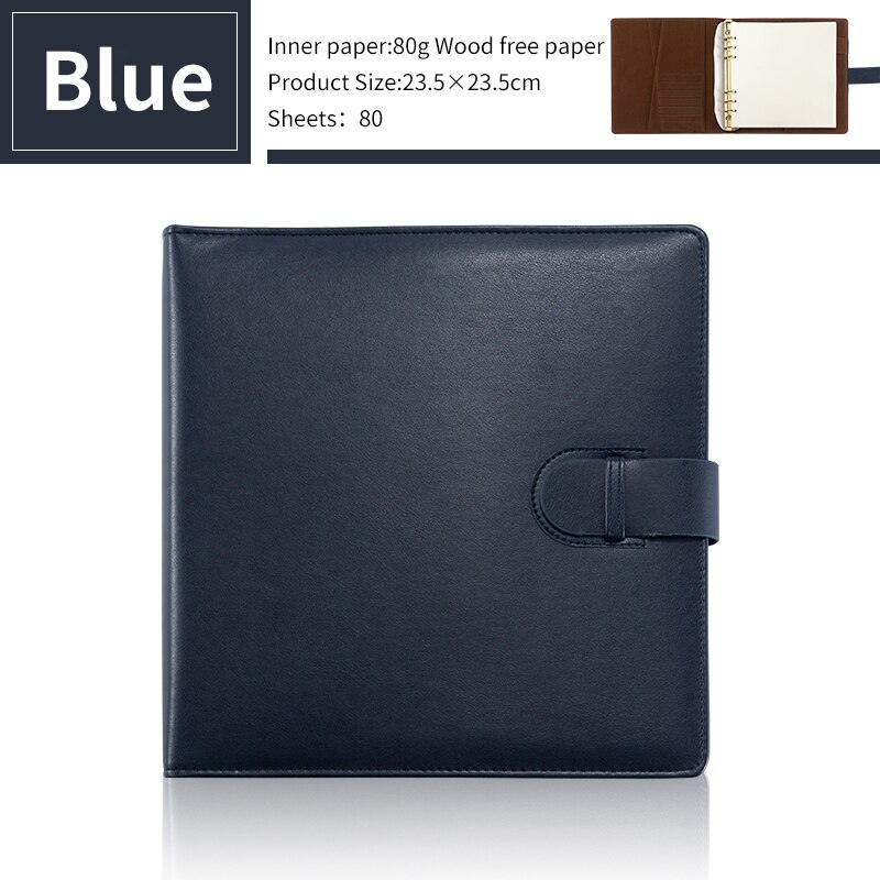 Business A5 Square PU Leather Hardcover Waterproof Blank Journal Diary Notebooks Planner Sketchbook For Drawing: Blue