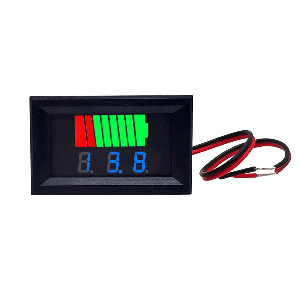 Car battery charge level indicator, , 12 v, 24 v, 36 v, 48 v, 60 v, 72 v,  lithium battery capacity meter, tester, display, led tester, voltmeter: Silver / 130 v