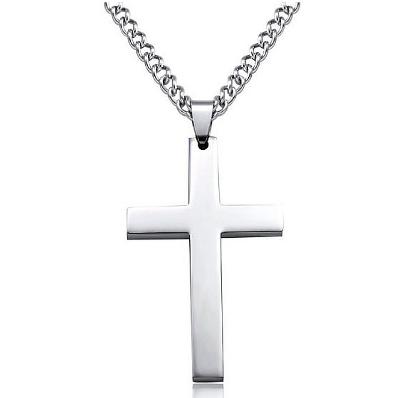 klasyczny srebrny krzyż naszyjnik mężczyźni kobiety religia zawieszki uroki naszyjniki ze stali nierdzewnej stalowy łańcuch choker biżuteria