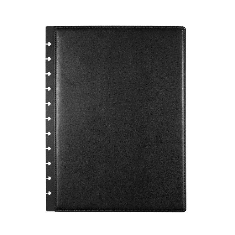 Fromthenon A4-cuaderno con agujeros de seta, organizador, cubierta, sistema de encuadernación de anillos de disco, accesorios, papelería para oficina y escuela: Black cover