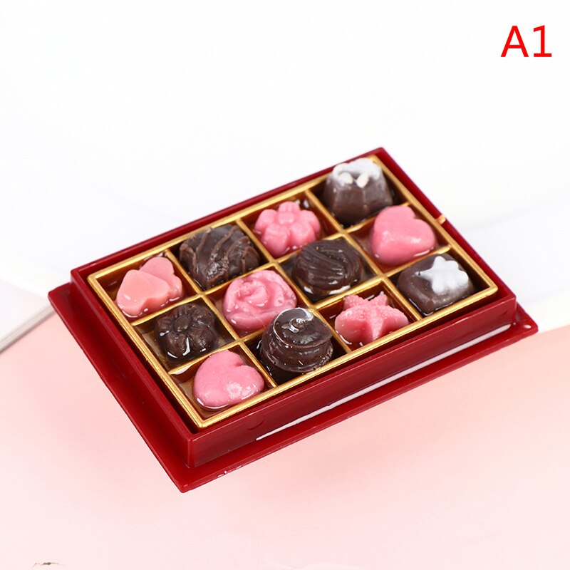 1 Set 1/6 En 1/12 Poppenhuis Miniatuur Mini Boxed Chocolade Model Play Keuken Eten Speelgoed Voor Huis Pop Accessoires: A1