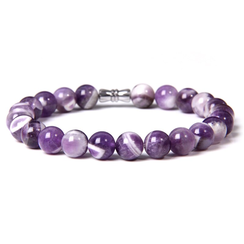 Vrouwen Paars Natuurlijke Droom Amethisten Quarzt Kristal Steen Armband Sieraden Lucky Vriend Voor Haar Handgemaakte Armbanden: 1 Dream amethyst / 19cm