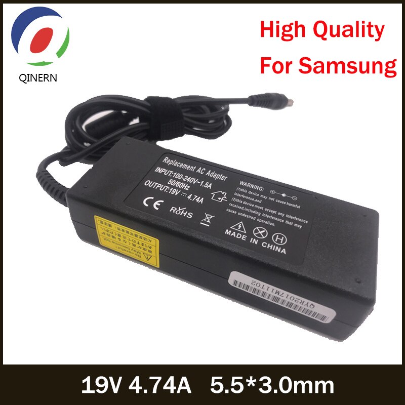 19V 4.74A 90W 5.5*3.0mm AC Laptop Charger Power Adapter For Samsung R428 R410 G15 GT6000 M30 P10 UltraR60+ R65 R520 R528 R540