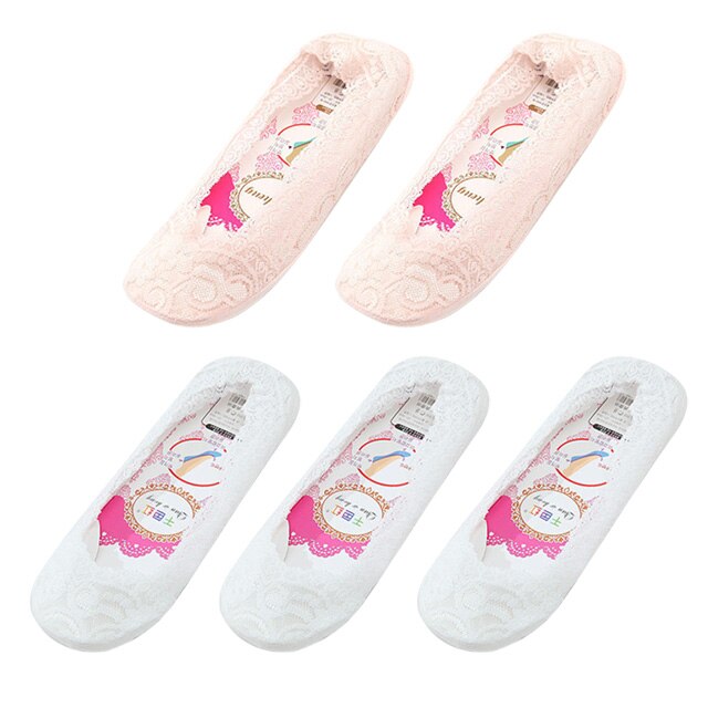5 Pairs Vrouwen Kant Onzichtbare Sokken Siliconen Antislip Katoen Mode Sokjes Slippers Vrouwelijke Zomer Dunne No Show boot Sokken: 13