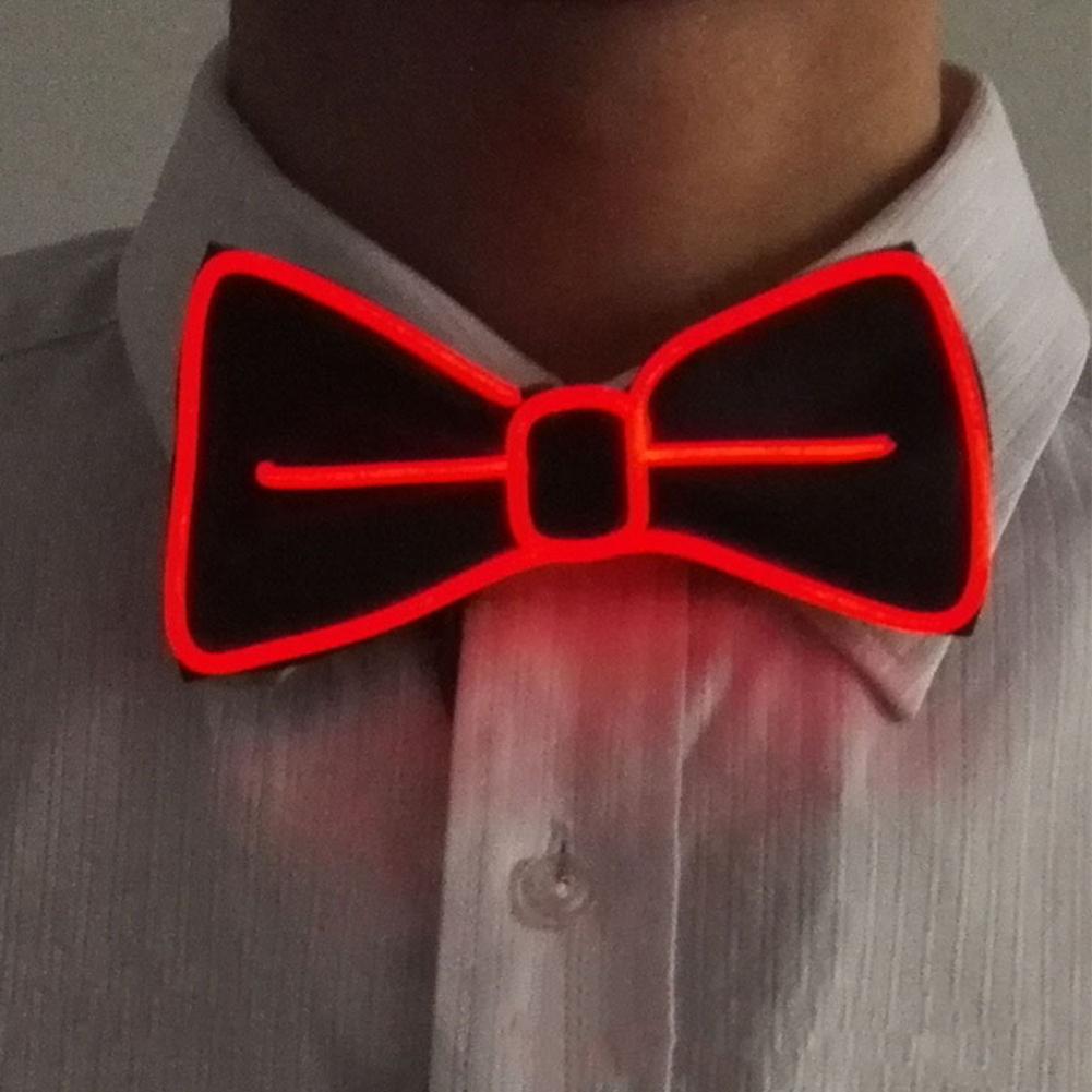 LED-Fliege, leuchtende blinkende Krawatte, Geburtstagsfeier, Hochzeit, Weihnachten, Dekoration, Halloween, Cosplay, verschiedene Lichtmodi, Fliege: Rot