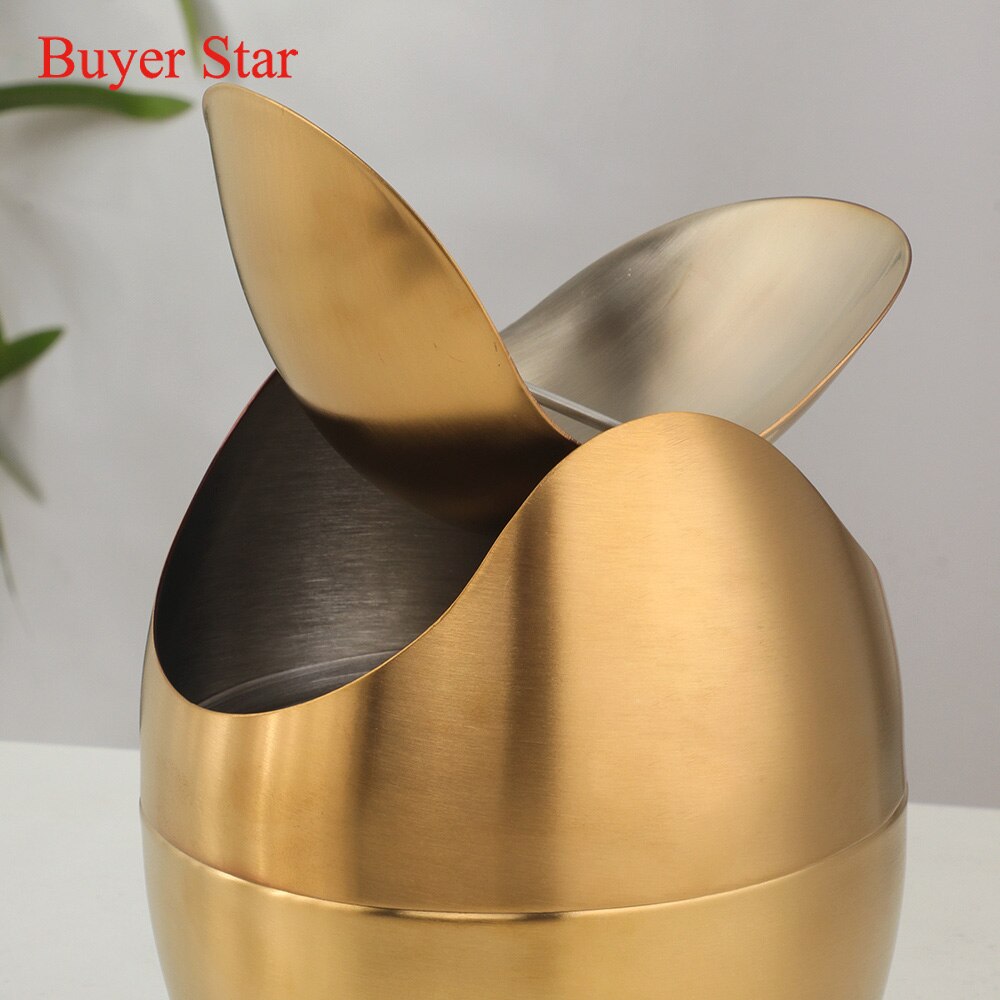 Mini papelera pequeña de escritorio, cubo de basura de acero inoxidable, mesa de oficina en casa, cubo de basura oscilante con tapa, 1 unidad