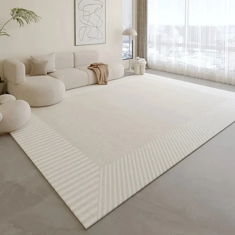 Teppich für cremefarben, minimalistisch, gestreift, Beige, große Wohnzimmerteppiche, bequemer Schlafzimmerteppich, Sofa, Tisch, rutschfest
