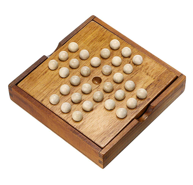 14cm Klassische Anbindung Solitär Solo Edle Puzzle IQ Geist Gehirn Teaser Rätsel Bord Holz Spiel Spielzeug für Erwachsene freundlicher: Platz Schach