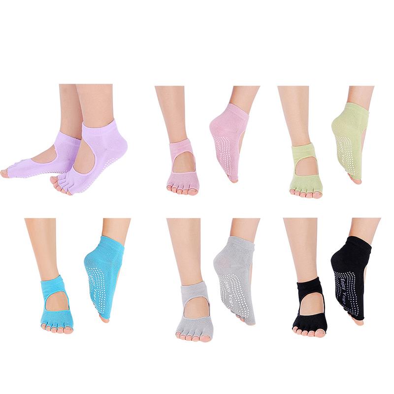 Open Teen Terug Professionele Yoga Sokken Ademend Antislip Zweet-Absorberende Vijf Tenen Korte Sokken Met Een Gat voor Dames