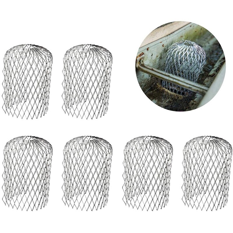 6 uds protectores de canalones 3 pulgadas ampliar filtro, colador Downspout protectores detiene el bloqueo de hojas residuos