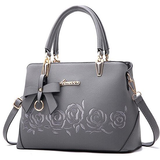 Yogodlns Women Bag Vintage Handbag Casual Tote Women Messenger Bags Shoulder Top-Handle Purse Wallet Leather: Gray