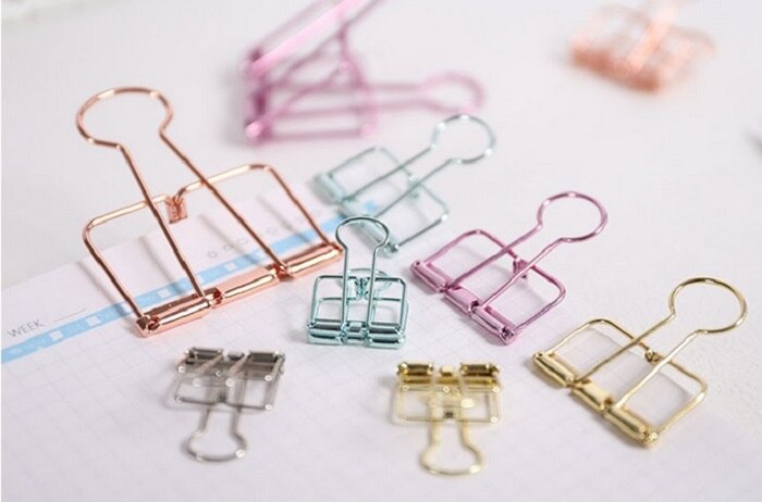 6 stuks/pak schattige 50mm bindklemmen metalen klembordklem met beschermende plastic hoek paperclips kantoorklemmen