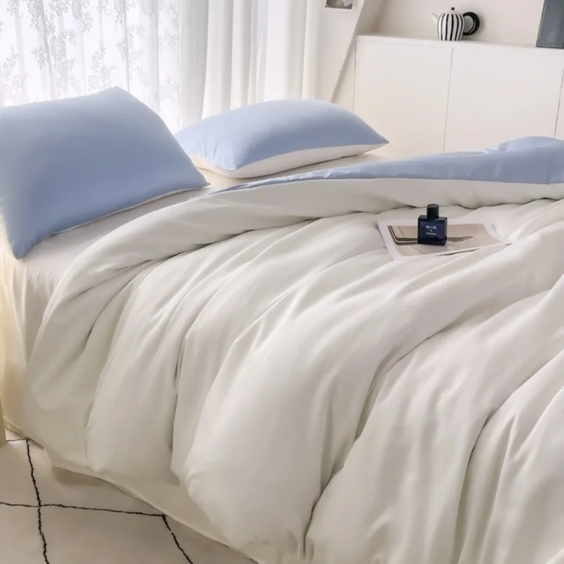 2025, neuer Sommer-Bettbezug aus kühler Eisseide, einfarbig, Größe Zwilling/voll/Königin/König