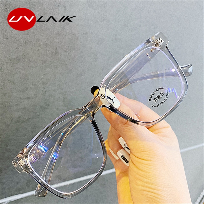 Gafas cuadradas UVLAIK Anti Blue Light, montura de gafas para mujer y hombre a la con marco grande, monturas de gafas transparentes para mujer, gafas ópticas