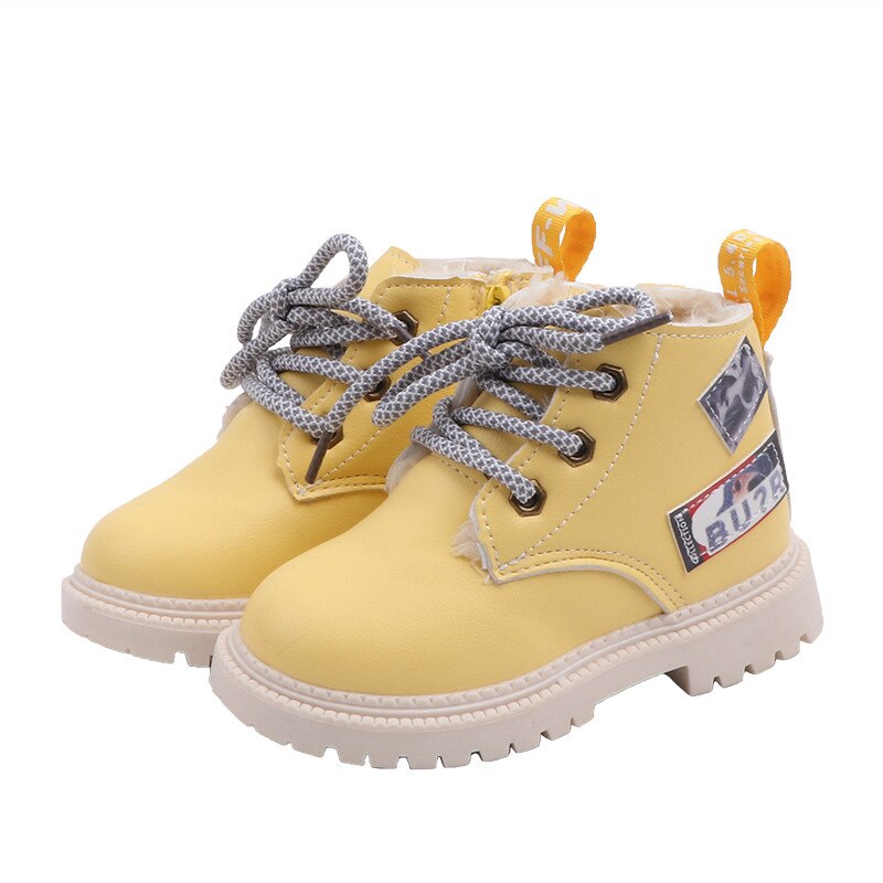 COZULMA-Botas de felpa para niños y niñas, zapatos de piel suave y cálida, para otoño e invierno, de 1 a 6 años, 21-30: YELLOW / 26 (inside 15.6 cm)