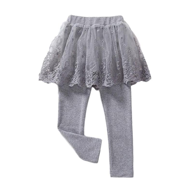 Jupe-culotte en dentelle pour filles, Leggings mignons, princesse, bleu marine, gris, P1W3, printemps et automne: GRIS / 130