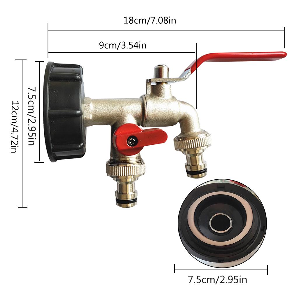 Doble toque 1000 litros depósito de agua IBC adaptador de conector grifo de reemplazo de lluvia tanque adaptador para jardín de la casa de agua conectores: Orange