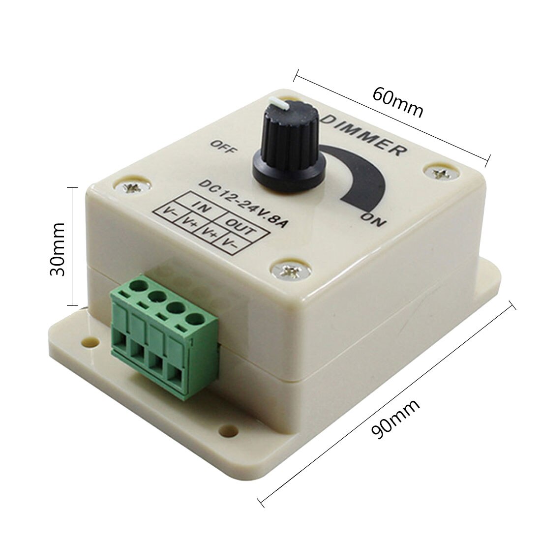 LED Dimmer Switch 12-24V 8A Adjustable Brightness Lamp Strip Driver Single Color Light Power Supply Controller