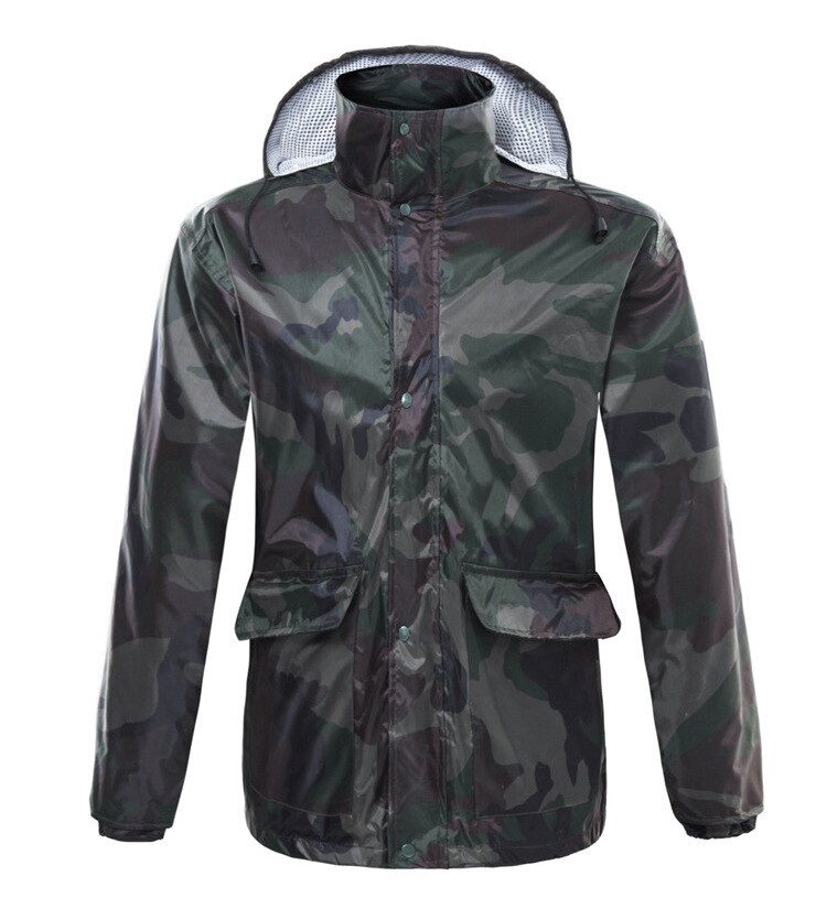 Dobbelt lag fortykket split motorcykel ride regnfrakke regnbukser camouflage dragt regnfrakke voksen