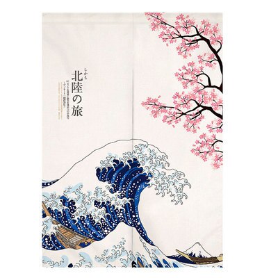 Japanilainen kirsikankukka suuri aalto ovi verho koriste verho koti makuuhuone keittiö kylpyhuone puoliverho feng shui verho: 03 / 85 x 120cm