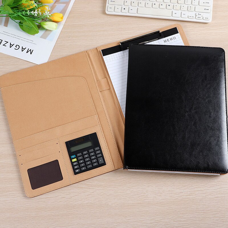 Pasta de arquivo de negócios com calculadora memorando multifuncional organizador gerente de documentos padfolio pasta saco material escritório